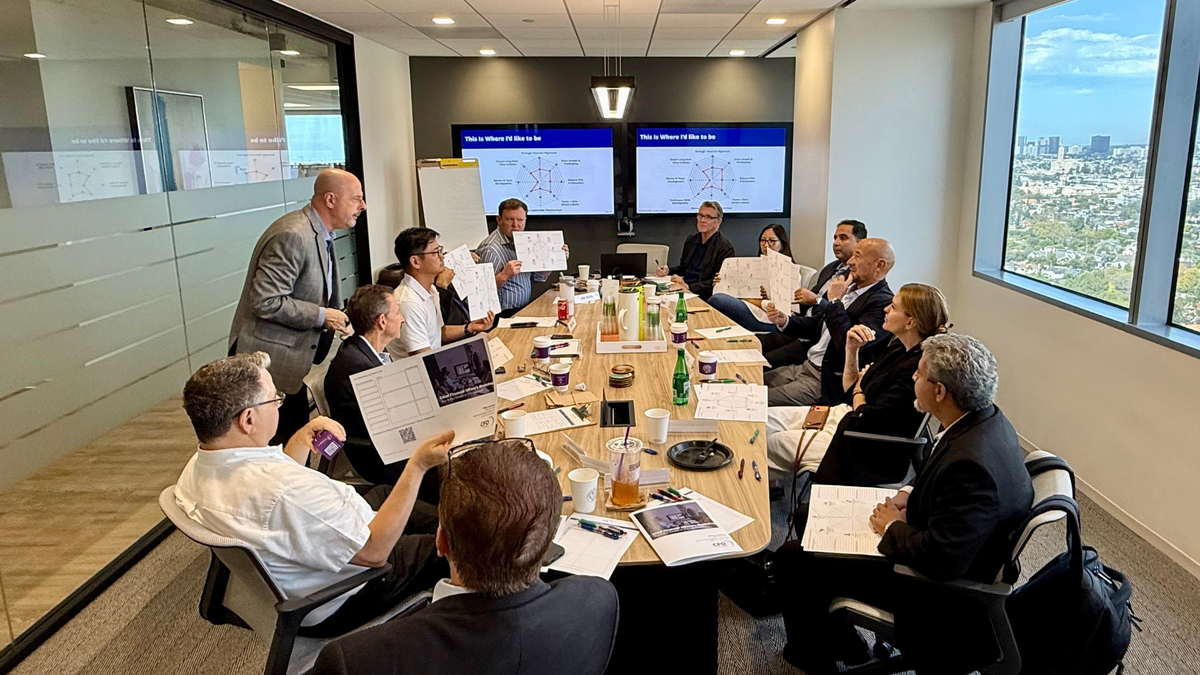 Los Angeles CFOs working through the 8 Key Drivers of CFO Success workshop